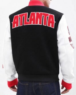 Atlanta Hawks Black and White Letterman Jacket