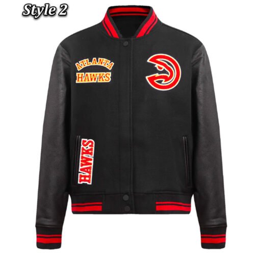 Atlanta Hawks Retro Classic Rib Varsity Jacket - Image 2