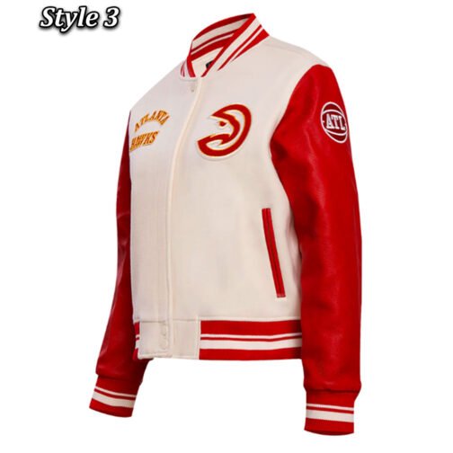 Atlanta Hawks Retro Classic Rib Varsity Jacket - Image 11