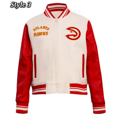 Atlanta Hawks Retro Classic Rib Varsity Jacket - Image 3