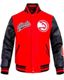 Atlanta Hawks Script Tail Classic Rib Varsity Jacket