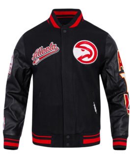 Atlanta Hawks Script Tail Classic Rib Varsity Jacket