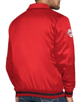 Atlanta Hawks Stitch Applique Red Satin Jacket