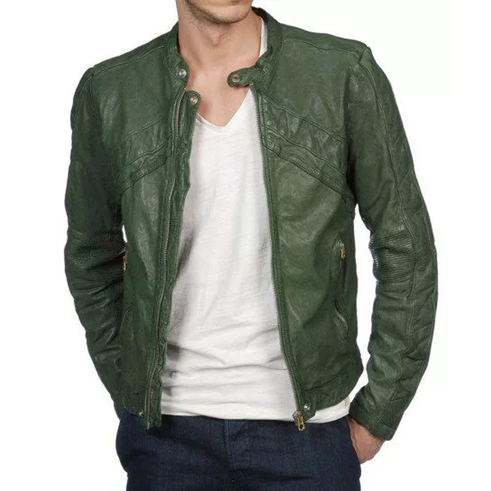 Austin & Ally S04 Ross Lynch Green Leather Jacket - Image 4