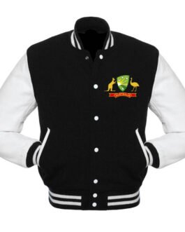 Australia Cricket Team Varsity Black and White Jacket