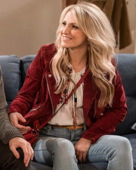 B Positive S02 Annaleigh Ashford Red Suede Jacket