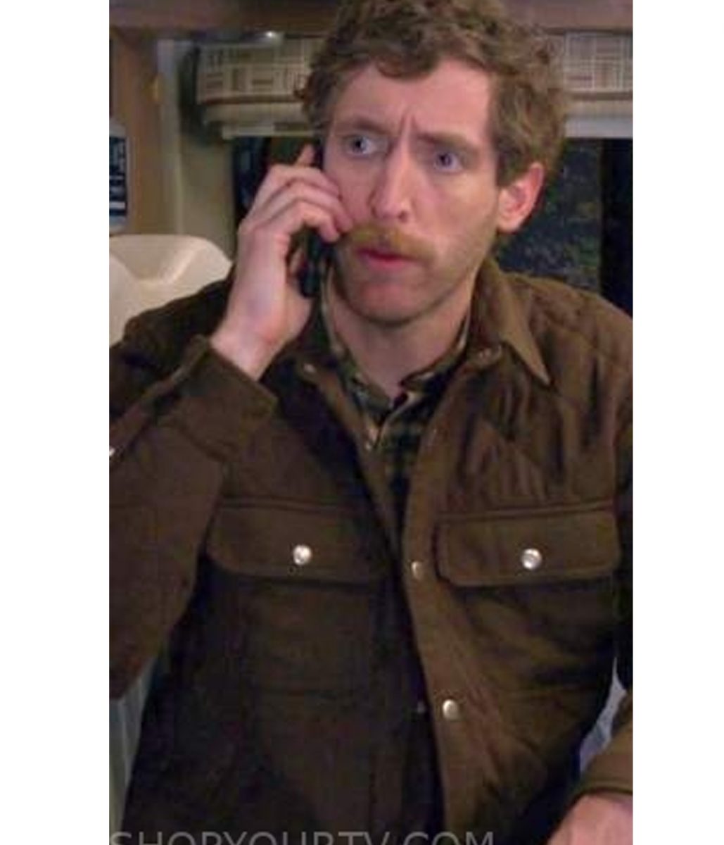 B Positive S02 Thomas Middleditch Brown Quilted Jacket - Image 6