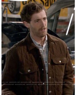 B Positive S02 Thomas Middleditch Brown Quilted Jacket
