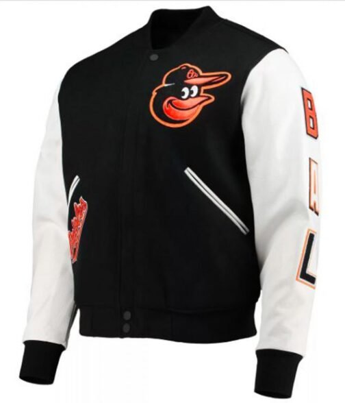 Baltimore Orioles Black and White Letterman Jacket - Image 3