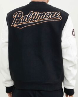 Baltimore Orioles Black and White Letterman Jacket