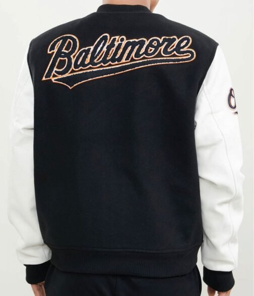Baltimore Orioles Black and White Letterman Jacket - Image 2