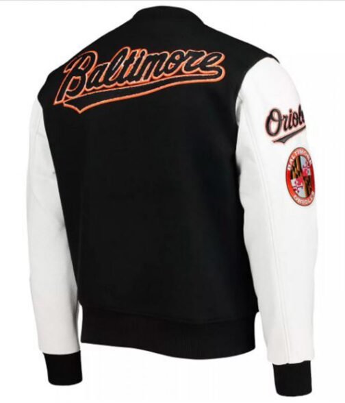 Baltimore Orioles Black and White Letterman Jacket - Image 4