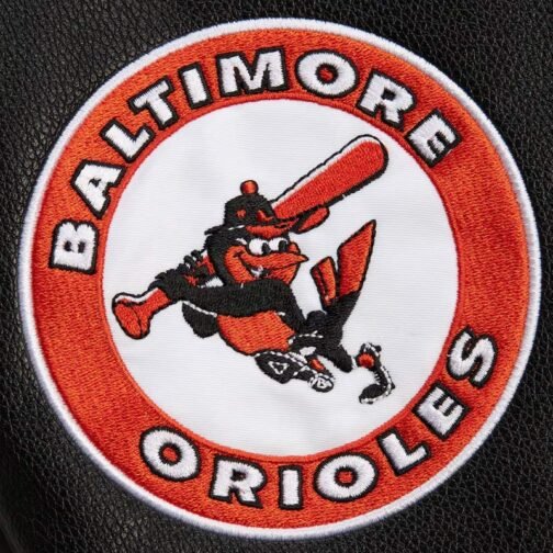 Baltimore Orioles Black Out Vintage Logo Varsity Jacket - Image 5