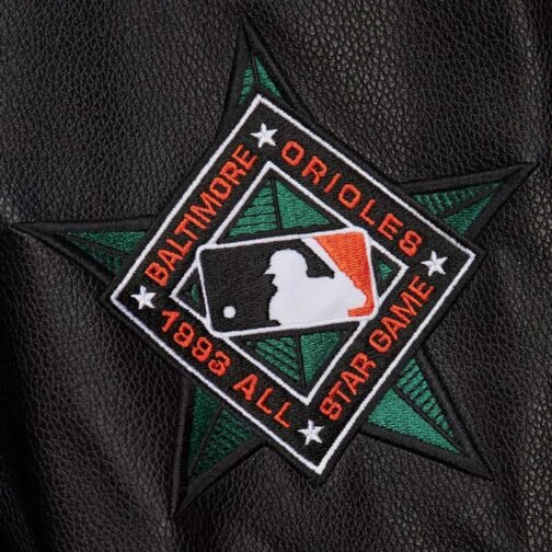 Baltimore Orioles Black Out Vintage Logo Varsity Jacket - Image 7