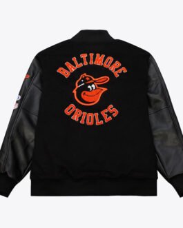 Baltimore Orioles Black Out Vintage Logo Varsity Jacket