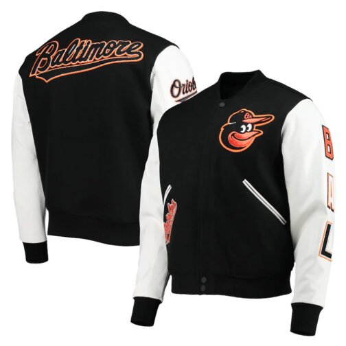 Baltimore Orioles Black and White Letterman Jacket - Image 7