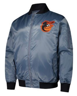 Baltimore Orioles Charcoal Bomber Full-Zip Jacket