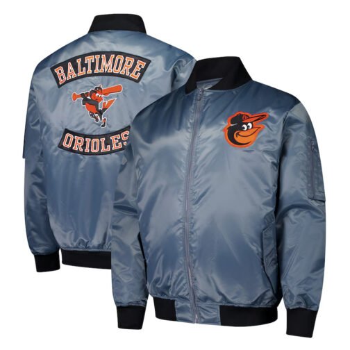 Baltimore Orioles Charcoal Bomber Full-Zip Jacket - Image 3