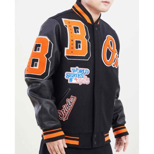 Baltimore Orioles Mashup Black Varsity Jacket - Image 3