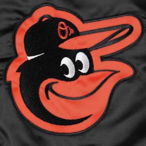 Baltimore Orioles Midfield Black Satin Jacket - Image 4
