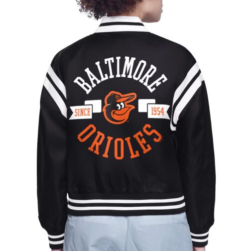 Baltimore Orioles Printed Logo Varsity Satin Jacket - Image 3