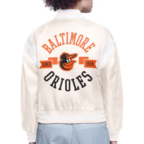Baltimore Orioles Printed Logo Varsity Satin Jacket - Image 2
