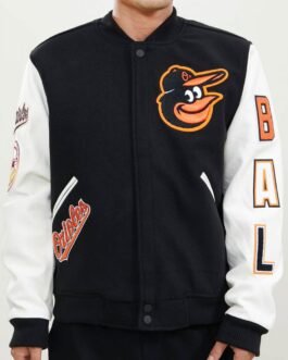 Baltimore Orioles Black and White Letterman Jacket
