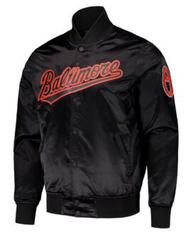 Baltimore Orioles Wordmark Black Satin Jacket