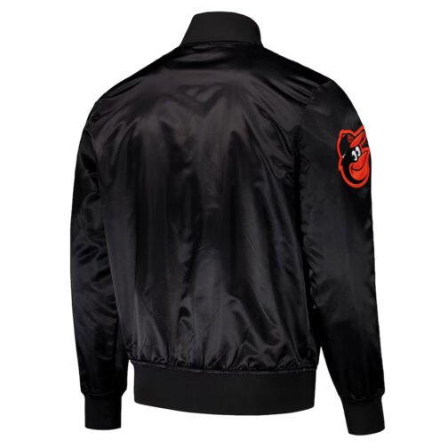 Baltimore Orioles Wordmark Black Satin Jacket - Image 2