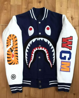 Bape Shark Sweat Red and White Varsity Jacket