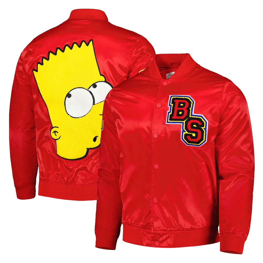 Bart Simpson Bomber Red Jacket - Image 3