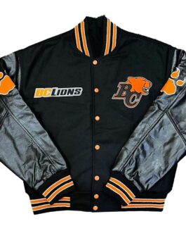BC Lions White Head Black Varsity Jacket