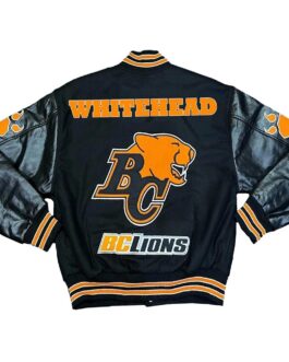BC Lions White Head Black Varsity Jacket
