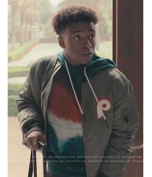 Bel-Air Stevonte Hart Bomber Green Satin Jacket - Image 2