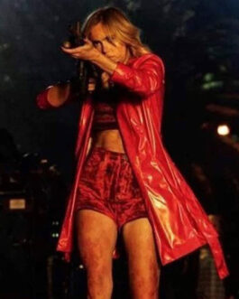 Hari Nef Assassination Nation Red Leather Coat