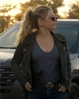 Big Sky Katheryn Winnick Suede Leather Grey Jacket