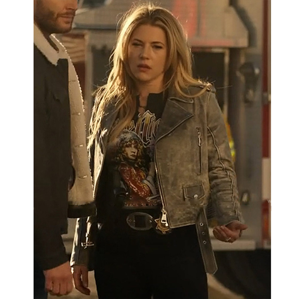 Big Sky Season 3 Katheryn Winnick Washed Leather Jacket - Image 2