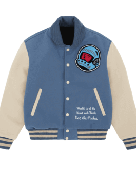 Cafeteria BBC Blue and Off-White Letterman Jacket