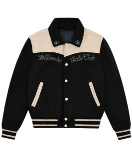 BBC Western Varsity Black Wool Jacket with Cream Contrast