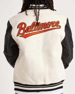 Baltimore Orioles Black and Off White Varsity Jacket