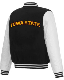 Black and White Iowa Hawkeyes Varsity Jacket