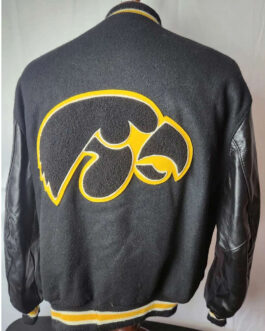 Black Iowa Hawkeyes 80’s Varsity Jacket