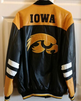 Black Iowa Hawkeyes Varsity Leather Jacket