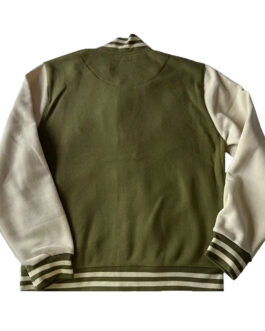 Black Pike Olive Green and Cream Varsity Jacket