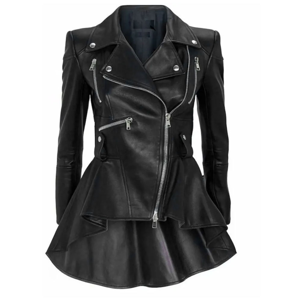 Anna Shay Bling Empire Peplum Leather Jacket