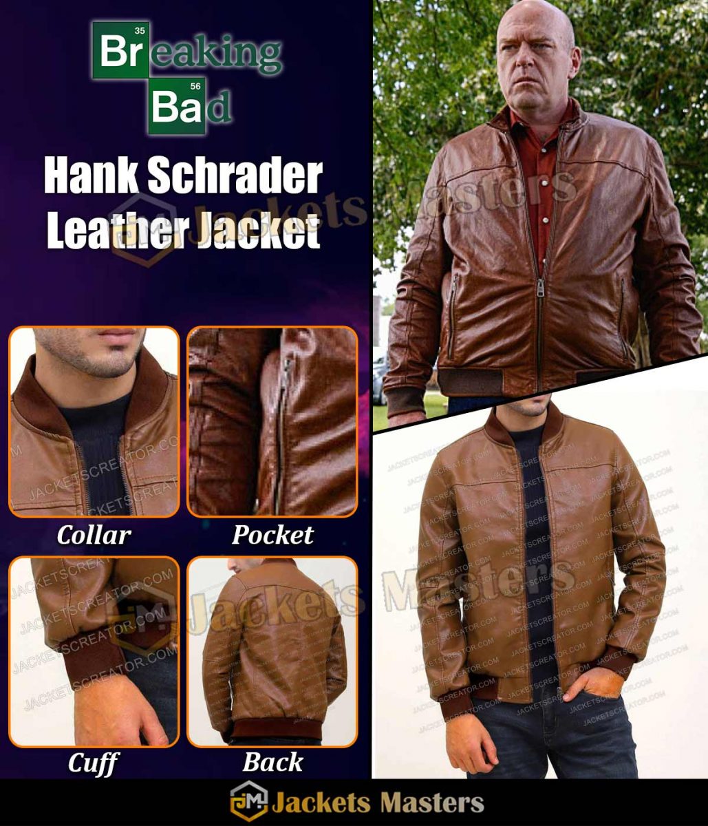 Dean Norris Breaking Bad Brown Bomber Leather Jacket - Image 8