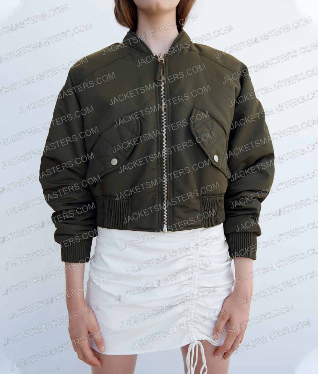 On the Come Up Jamila Gray Bomber Black/Green Jacket