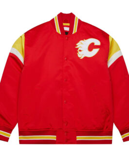 Calgary Flames Heavyweight Red Satin Jacket