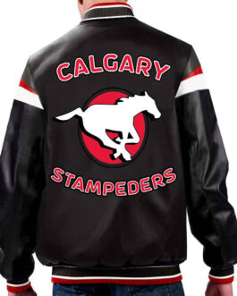 Calgary Stampeders Black Varsity Full-Zip Leather Jacket