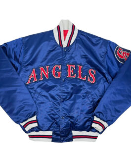 California Angels Blue Bomber Satin Jacket